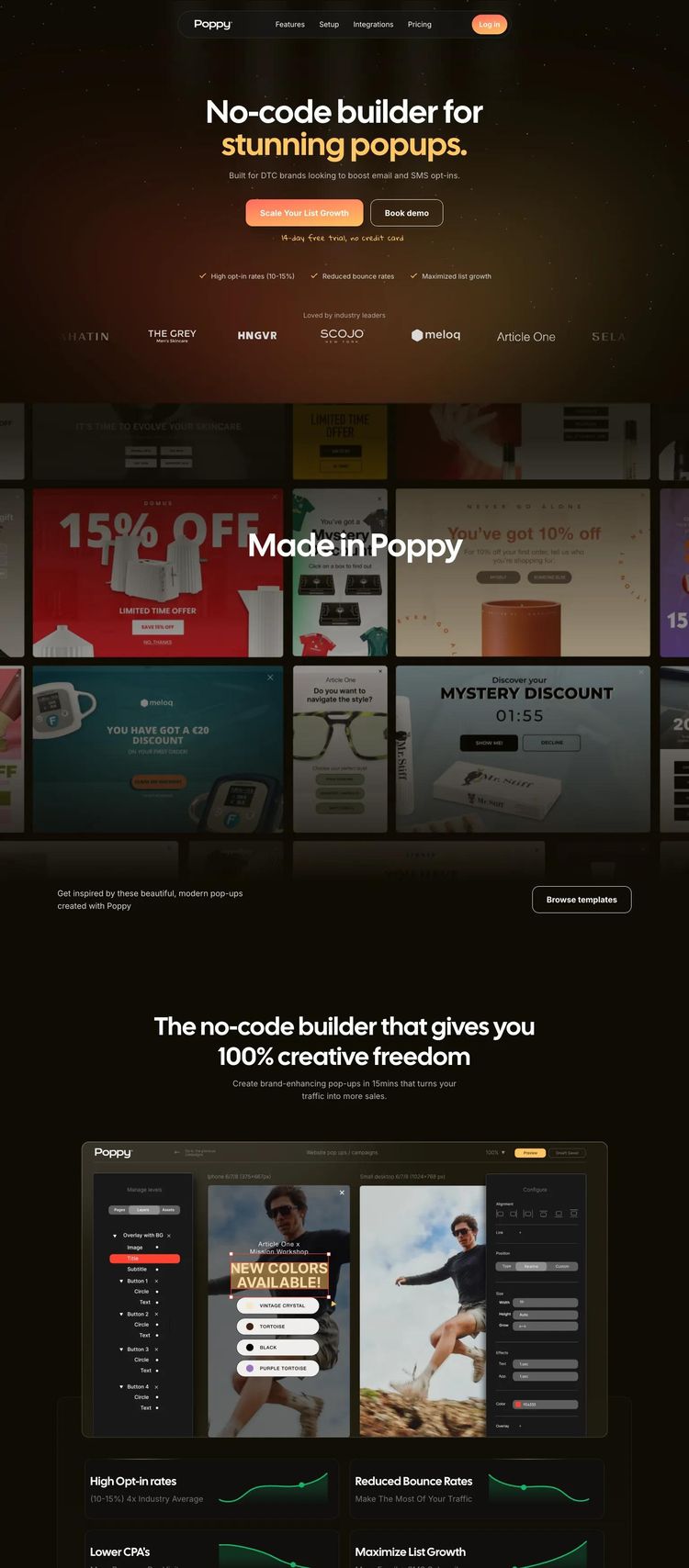 Screenshot 2 of Poppy (Example Framer Software Development Website)