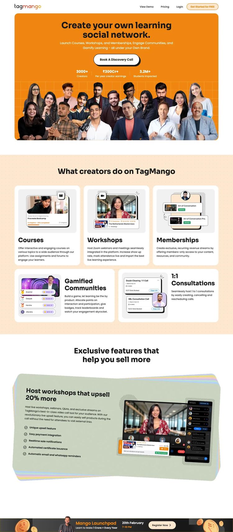 Screenshot 2 of TagMango (Example Webflow Online Course Creator Website)