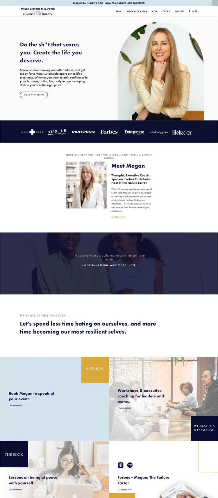 Screenshot 1 of Megan Bruneau (Example Squarespace Therapist Website)