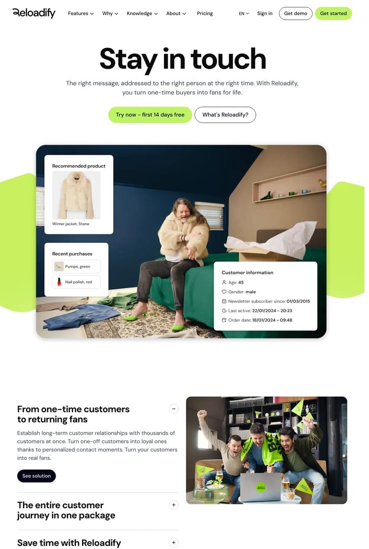Screenshot 1 of Reloadify (Example Sanity Website)