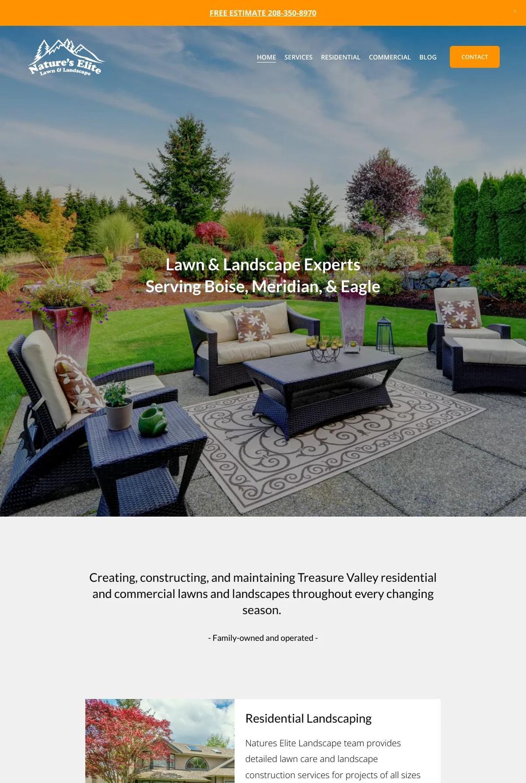 Screenshot 1 of Nature's Elite (Example Squarespace Lawn Care Website)