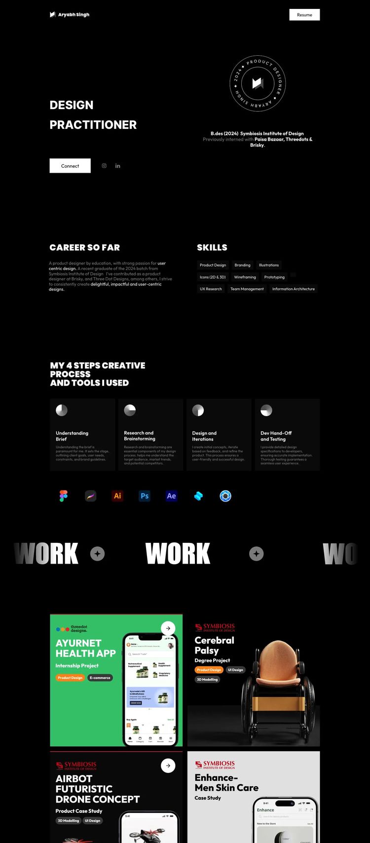 Screenshot 2 of Aryabh Singh (Example Framer Design Portfolio Website)