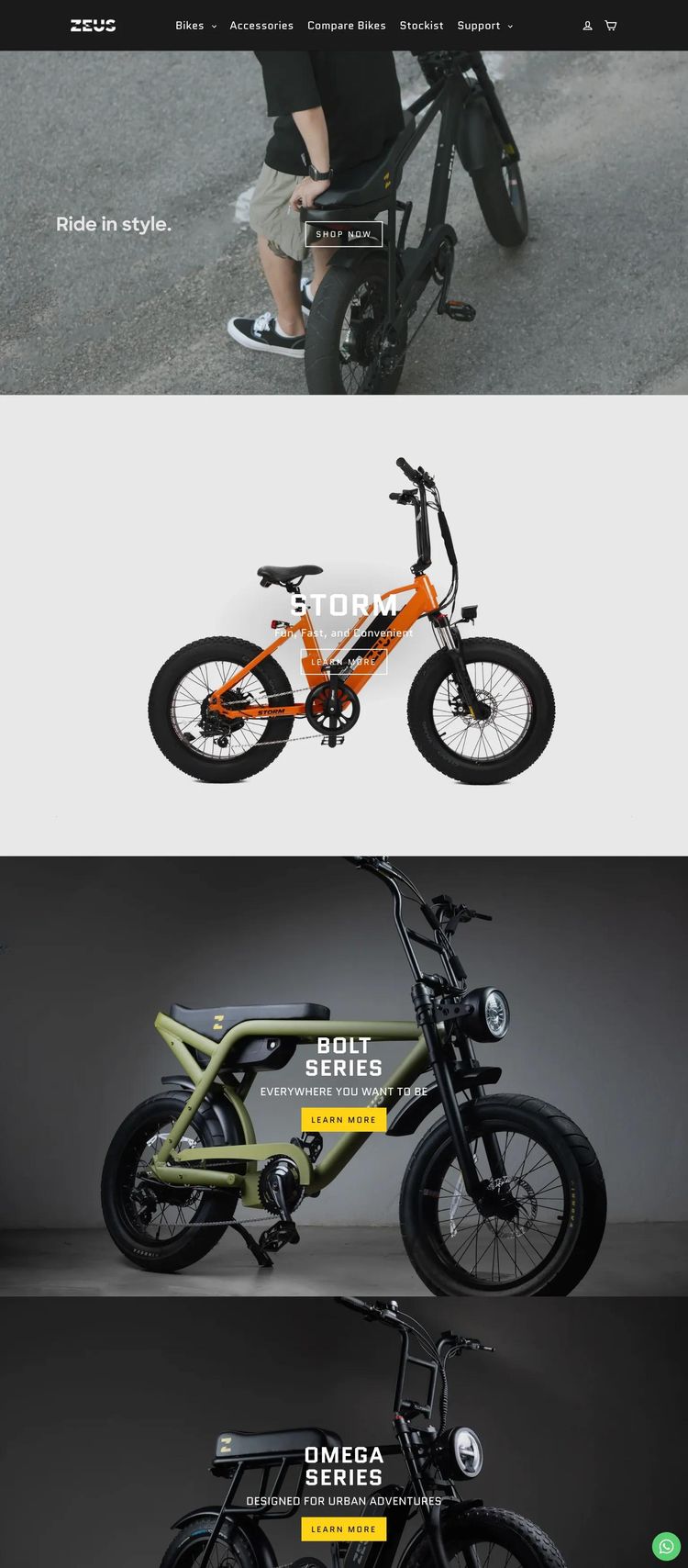 Screenshot 2 of Zeus Bikes (Example Shopify Outdoor Recreation Website)