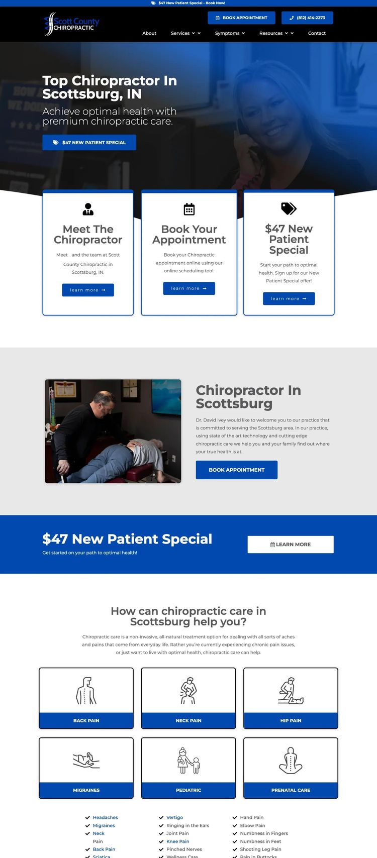 Screenshot 2 of Scott County Chiropractic (Example WordPress Chiropractor Website)