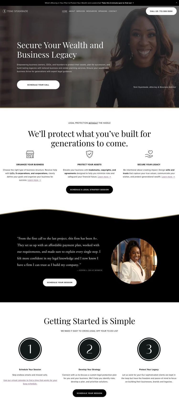 Screenshot 2 of Temi Siyanbade (Example Squarespace Law Firm Website)