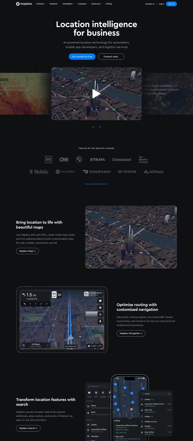 Screenshot 2 of Mapbox (Example Webflow Developer Tools Website)