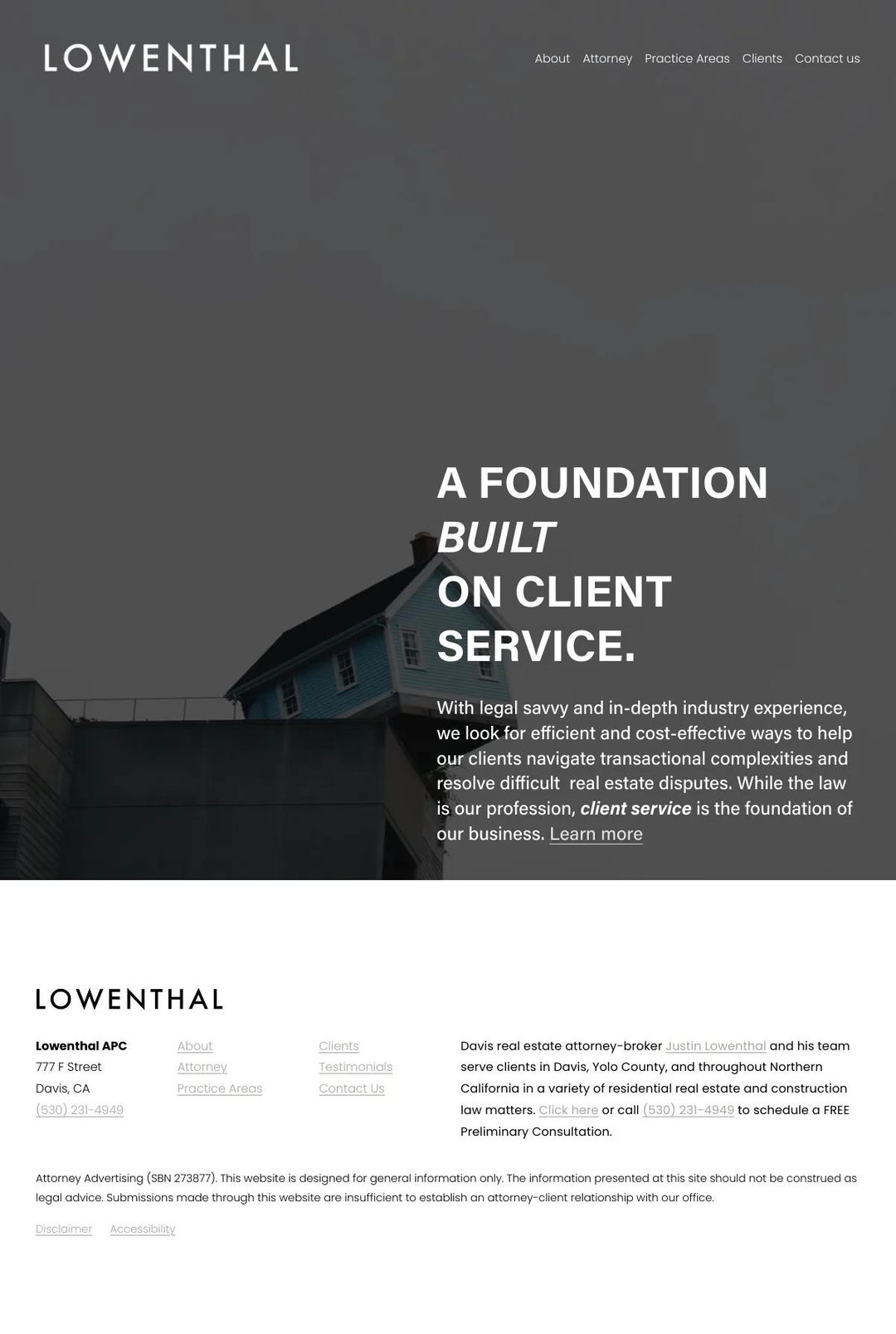 Screenshot 1 of Lowenthal APC (Example Squarespace Law Firm Website)