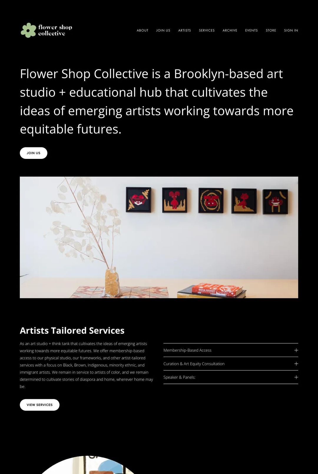 Screenshot 1 of Flower Shop Collective (Example Squarespace Artist Website)