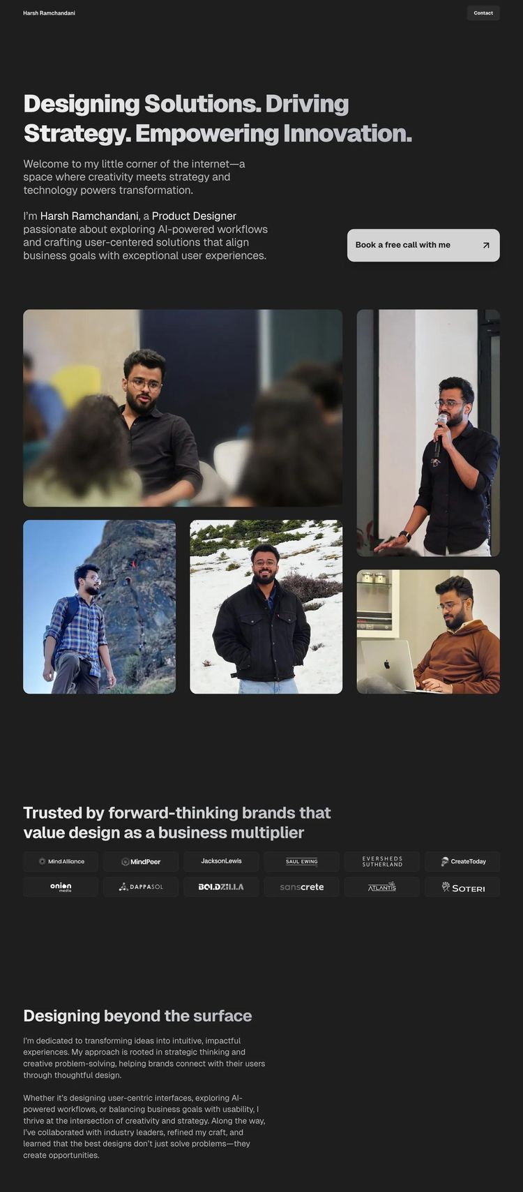 Screenshot 1 of Harsh Ramchandani (Example Webstudio Design Portfolio Website)