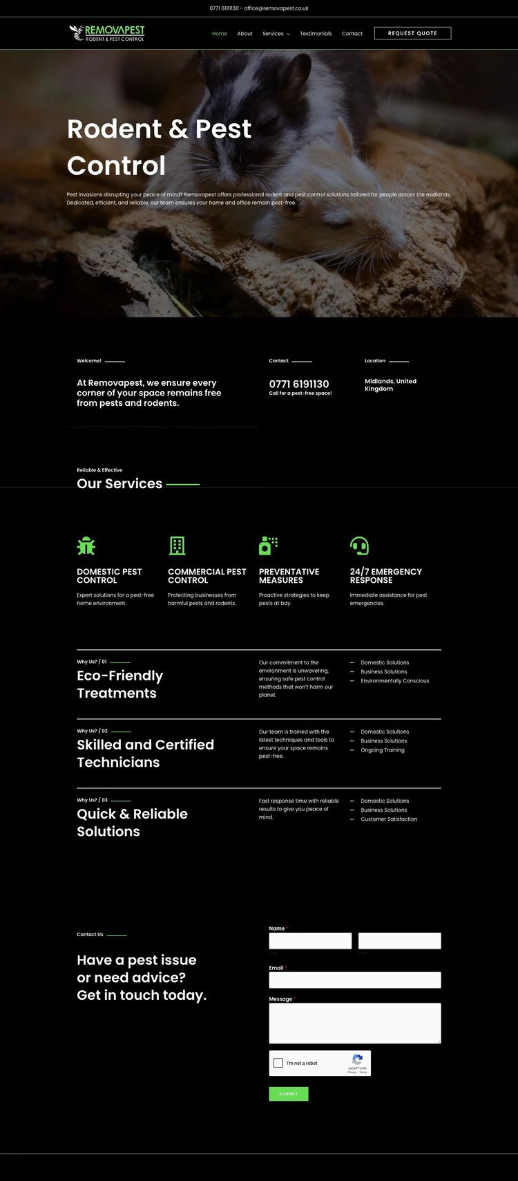 Screenshot 2 of Removapest (Example WordPress Pest Control Website)