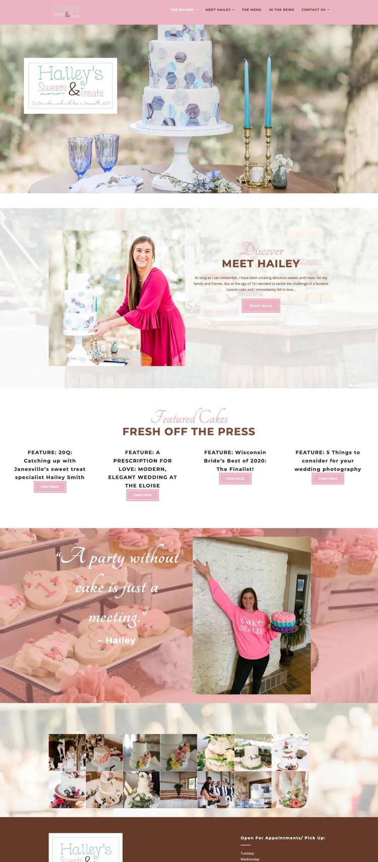 Screenshot 2 of Hailey's Sweets and Treats (Example WordPress Bakery Website)