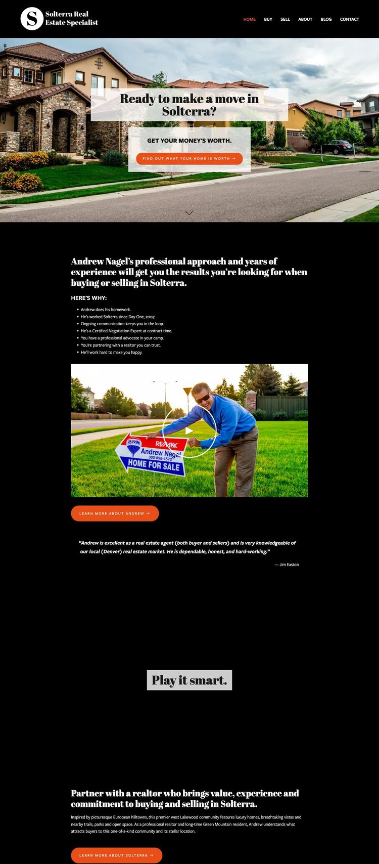 Screenshot 1 of Solterra Real Estate Specialist (Example Squarespace Real Estate Agent Website)