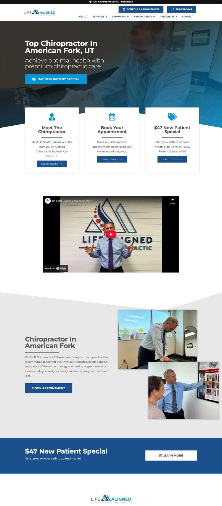 Screenshot 2 of Life Aligned Chiropractic (Example WordPress Chiropractor Website)