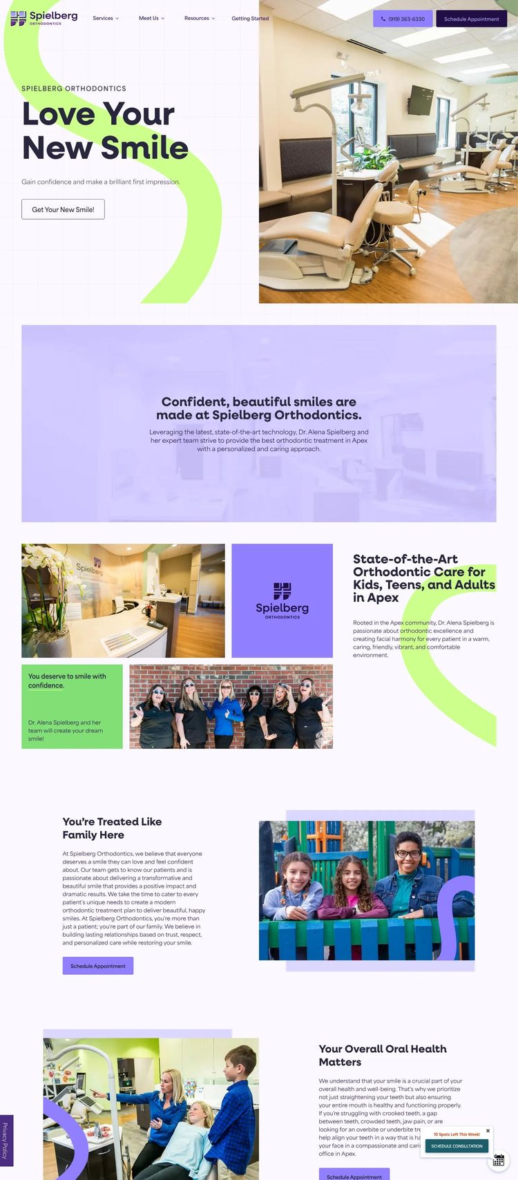 Screenshot 2 of Spielberg Orthodontics (Example Webflow Medical Practice Website)