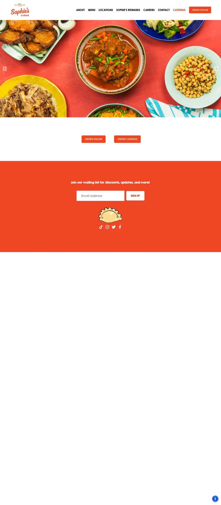 Screenshot 1 of Sophie's Cuban Cuisine (Example Squarespace Restaurant Website)