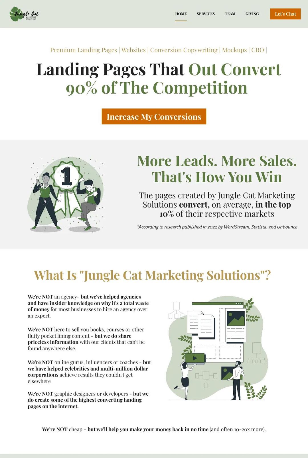 Screenshot 1 of Jungle Cat Marketing (Example Leadpages Website)