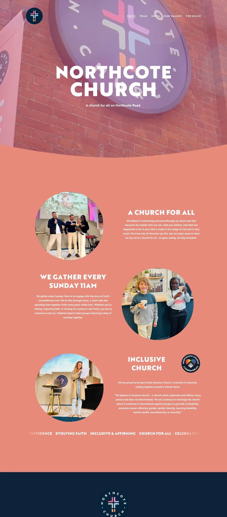 Screenshot 1 of Northcote Road Baptist Church (Example Squarespace Church/Religious Organization Website)