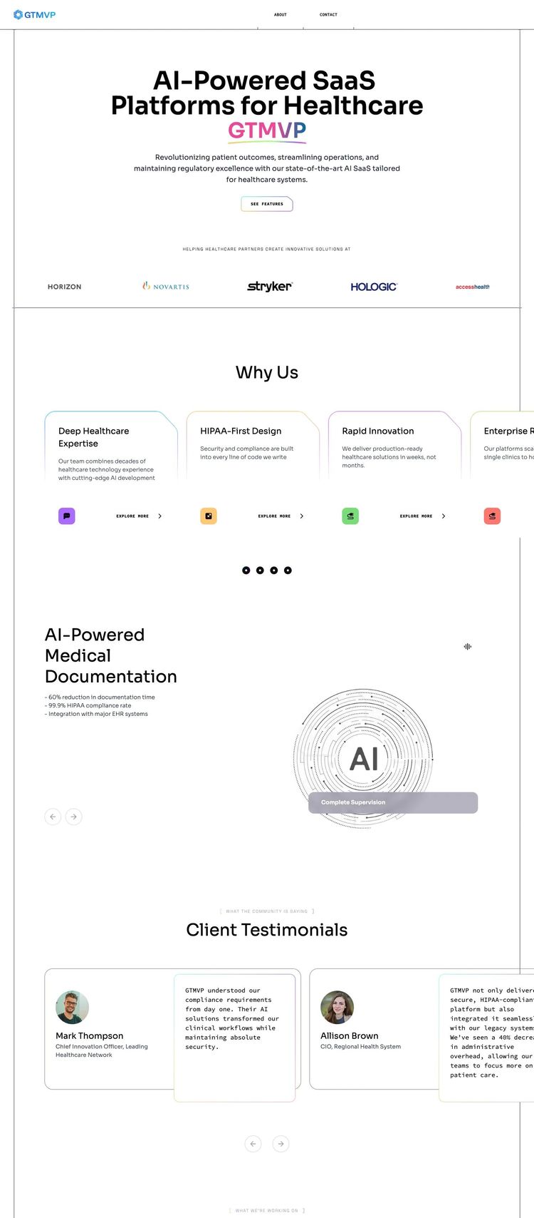 Screenshot 2 of GTMVP (Example Framer Software Development Website)