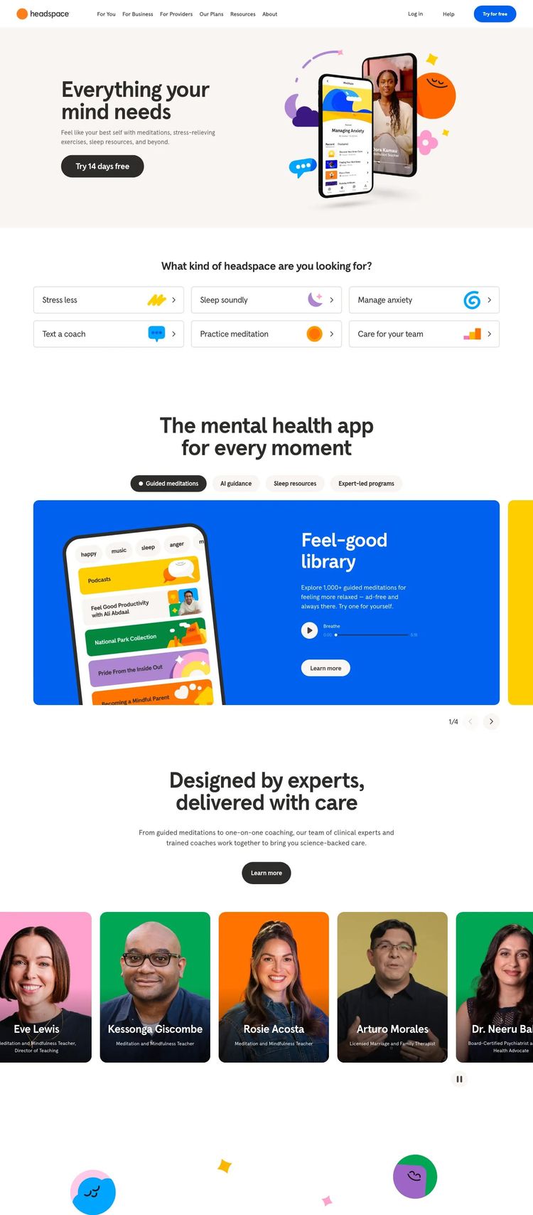 Screenshot 2 of Headspace (Example Next.js Health and Wellness Website)
