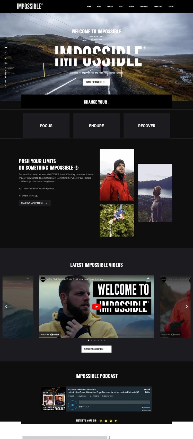 Screenshot 1 of IMPOSSIBLE (Fitness Content) (Example Webflow Fitness Website)