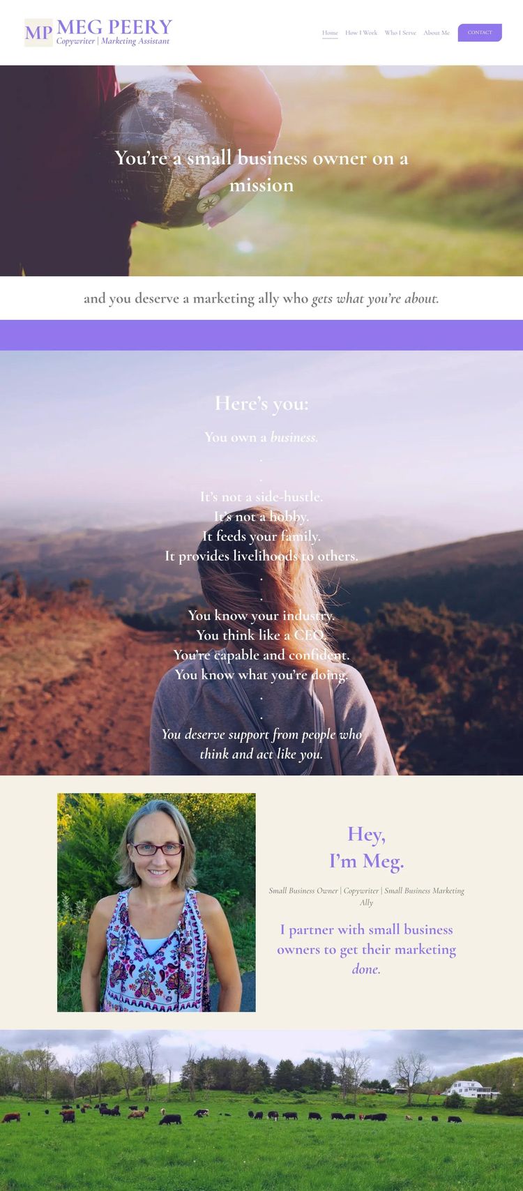 Screenshot 1 of Meg Peery (Example Squarespace Copywriter Website)