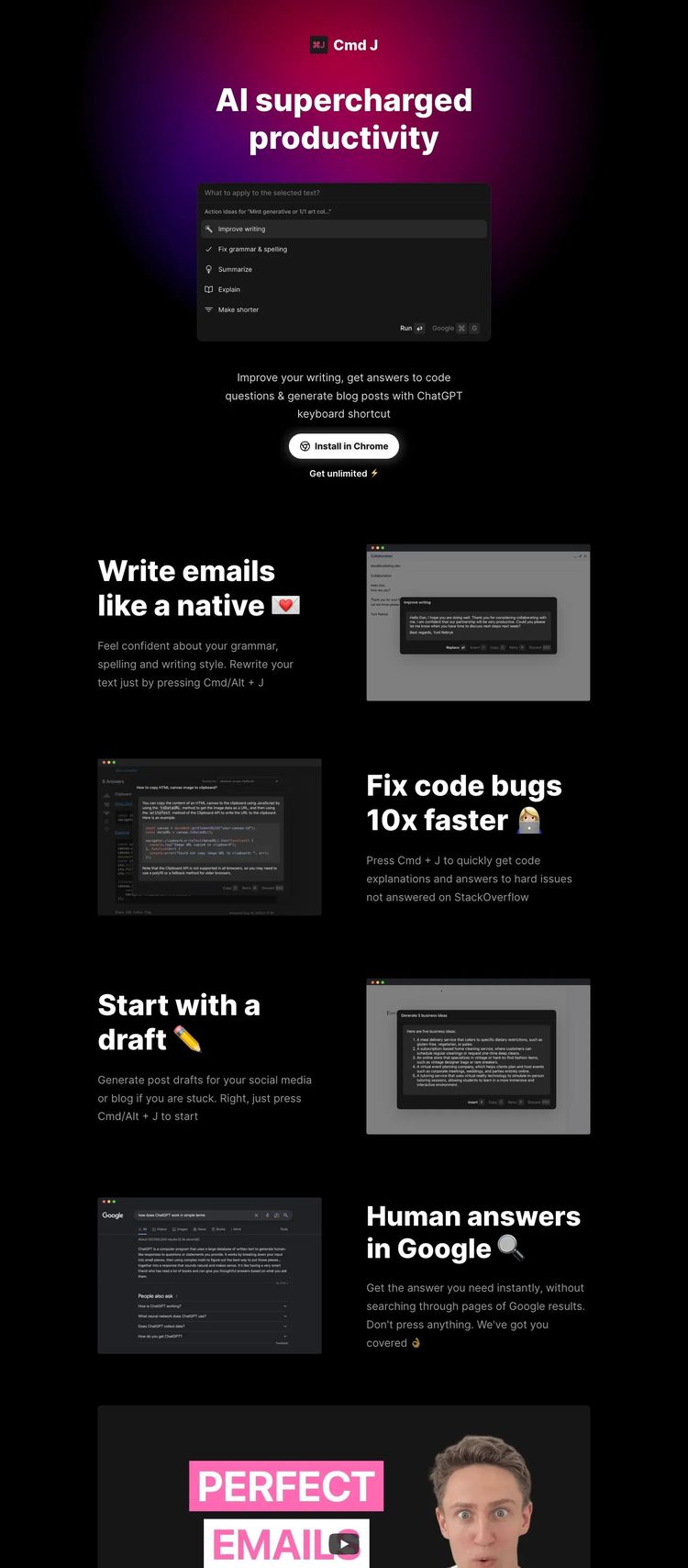 Screenshot 2 of Cmd JAI (Example Framer Productivity and Collaboration Website)