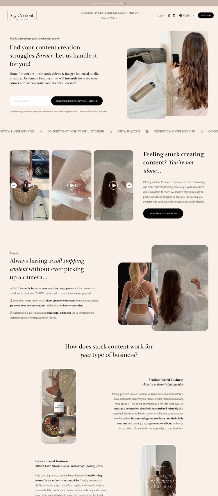 Screenshot 2 of My Content Collective (Example Squarespace Video Editing Website)
