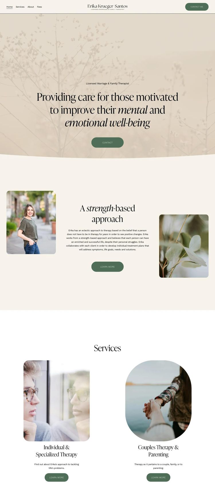 Screenshot 2 of Erika Rueger MFT (Example Squarespace Therapist Website)