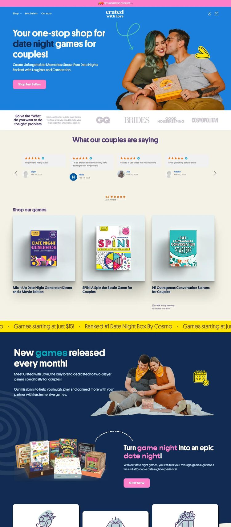 Screenshot 2 of Crated With Love (Example Shopify Gaming and Interactive Website)
