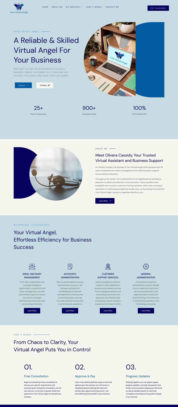 Screenshot 2 of Your Virtual Angel (Example WordPress Virtual Assistant Website)