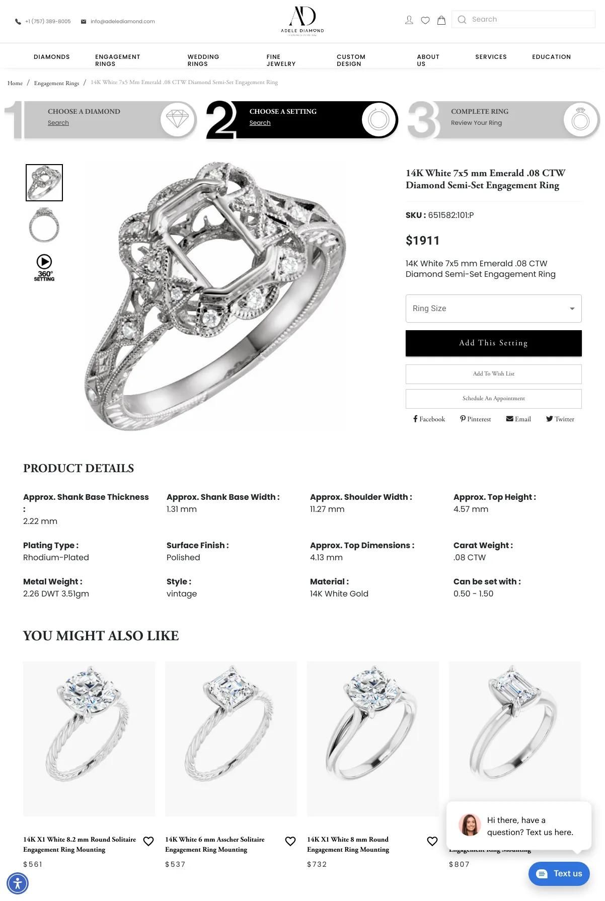 Screenshot 3 of Adele diamond (Example Shopify Jewelry Website)