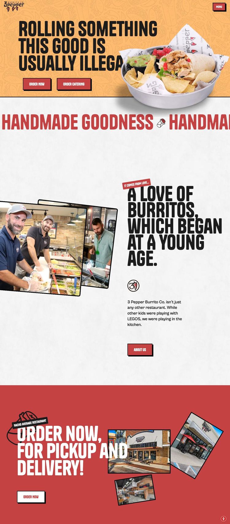 Screenshot 2 of 3 Pepper Burrito Co. (Example Webflow Restaurant Website)