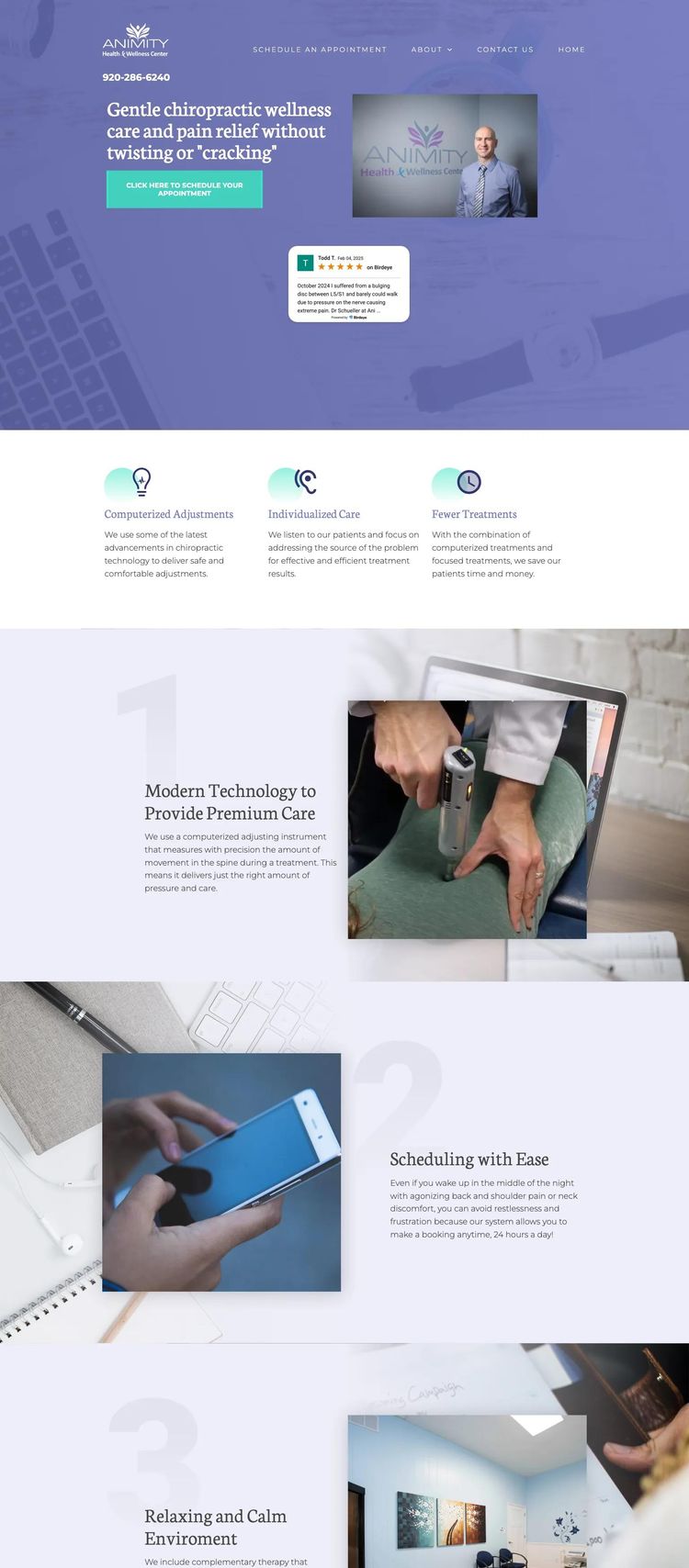 Screenshot 2 of Animity Health (Example undefined Chiropractor Website)