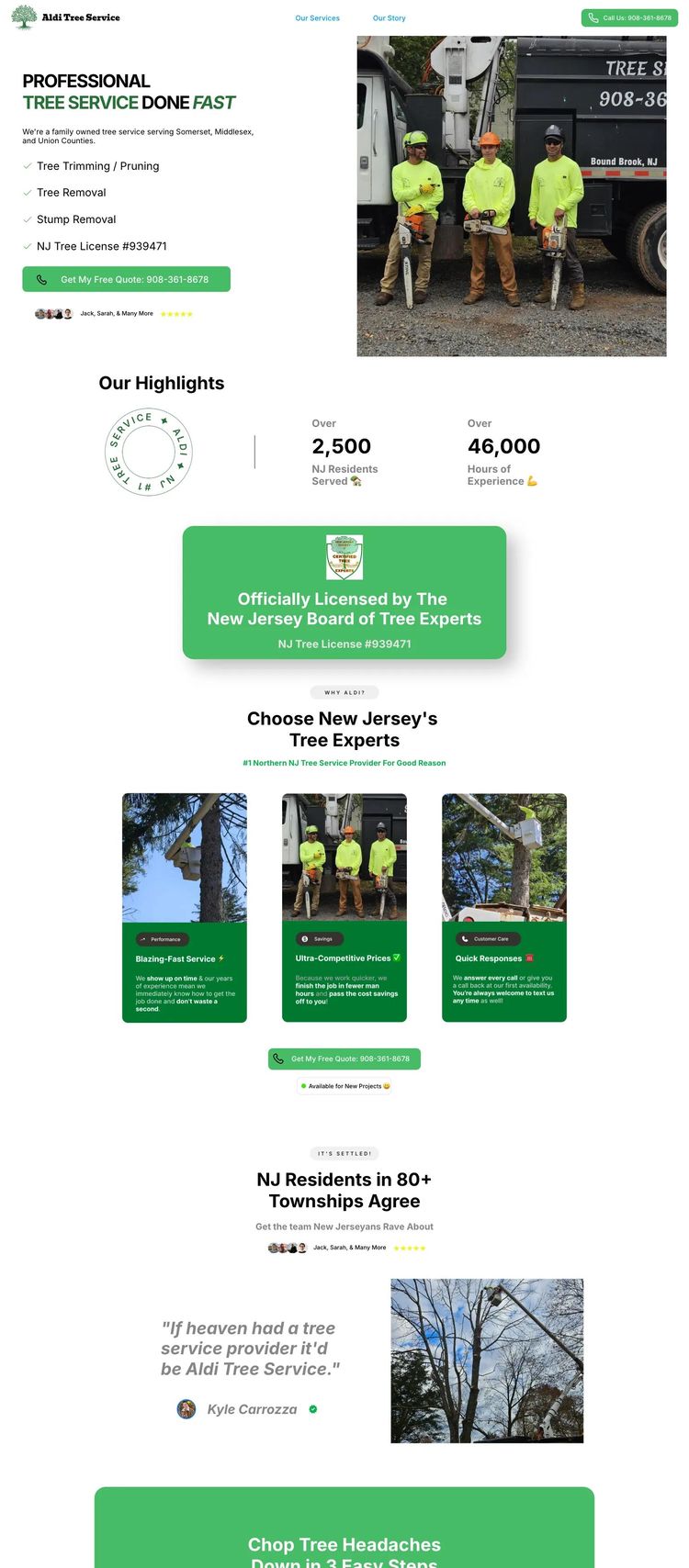 Screenshot 2 of Aldi Tree Service (Example Framer Lawn Care Website)