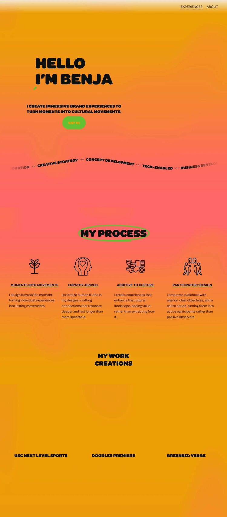 Screenshot 2 of Benja (Example Squarespace Event Planner Website)