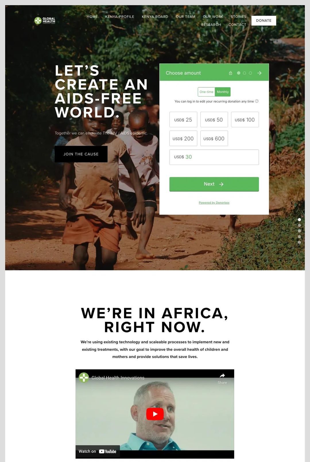Screenshot 1 of Global Health Innovations (Example Squarespace Nonprofit Website)
