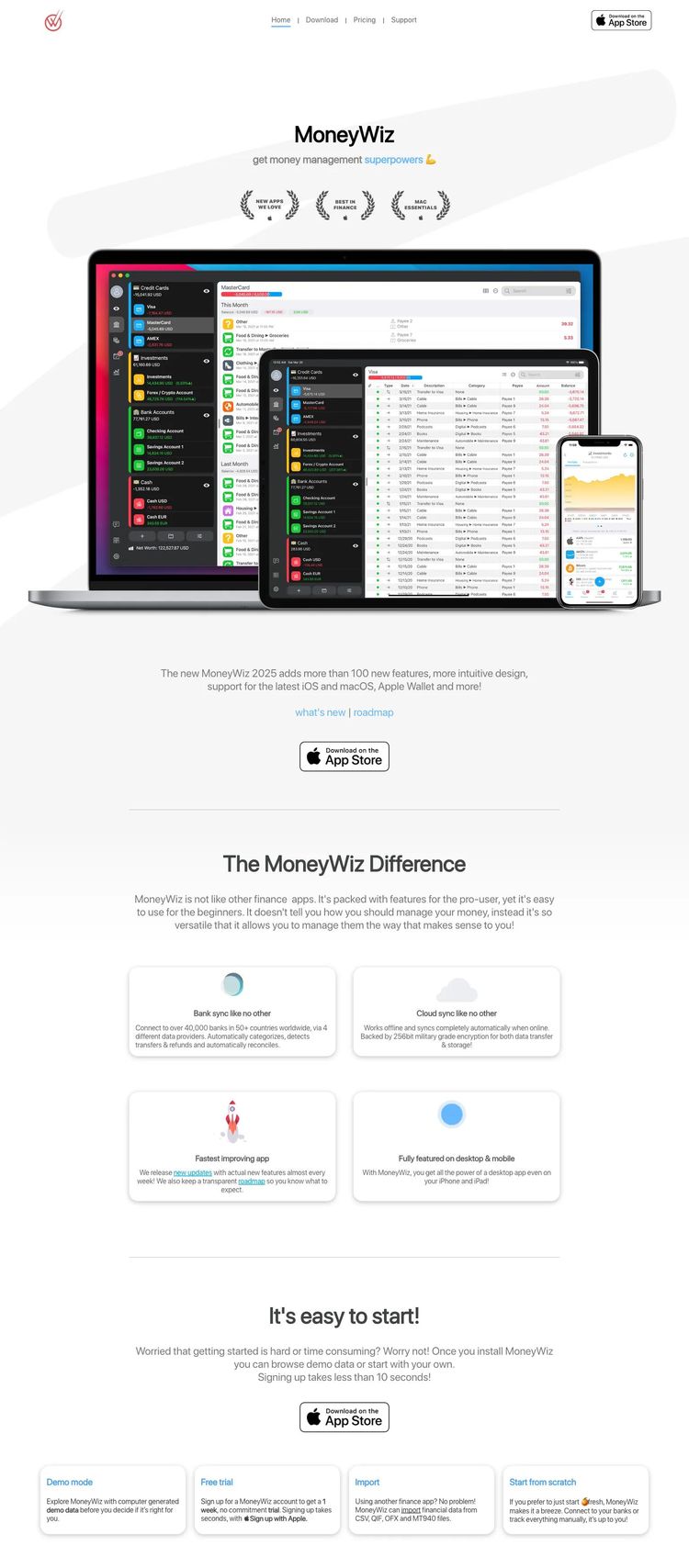 Screenshot 1 of MoneyWiz (Example Duda Financial Advisor Website)