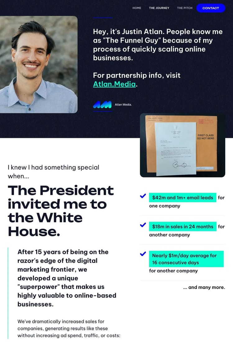 Screenshot 1 of Justin Atlan (Example Leadpages Website)