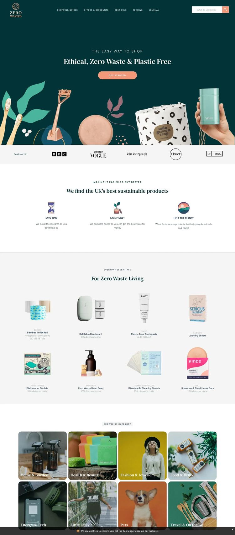 Screenshot 1 of Zero Wasted (Example Duda Ecommerce (General) Website)