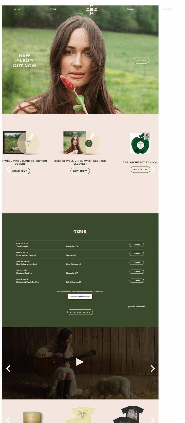 Screenshot 2 of Kacey Musgraves (Example WordPress Actor/Performer Website)