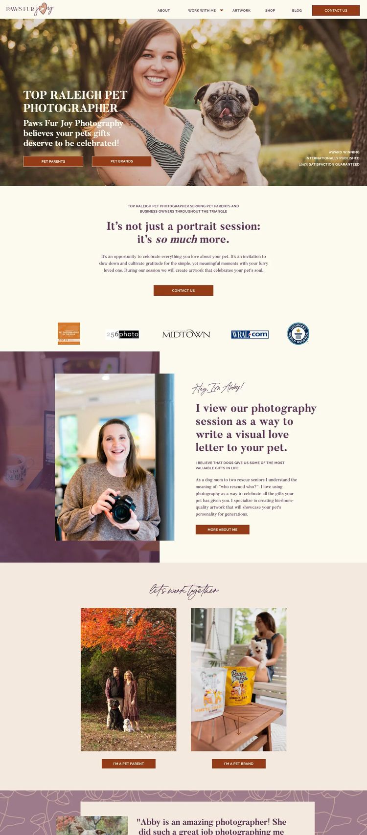 Screenshot 2 of Paws Fur Joy Photography (Example undefined Photography Website)