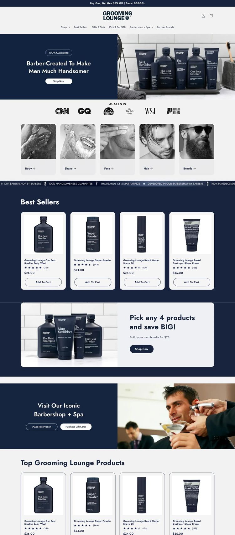 Screenshot 2 of Grooming Lounge (Example Shopify Beauty Products Website)