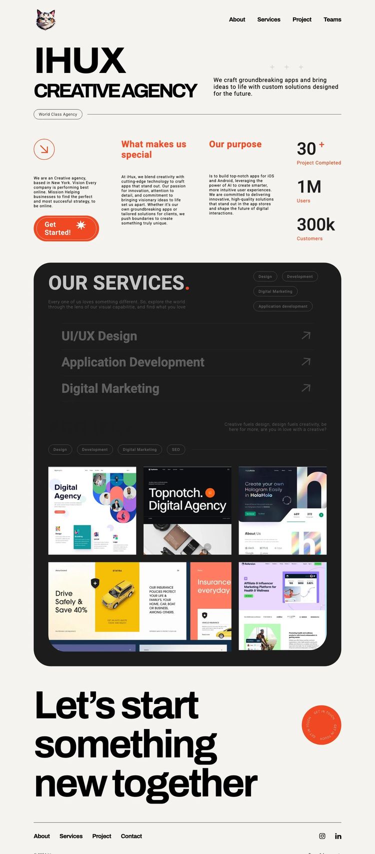 Screenshot 2 of iHux Creative Agency (Example Webflow Mobile App Website)