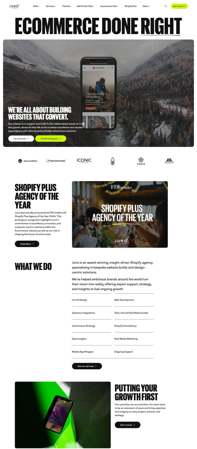 Screenshot 2 of Juno Ecommerce (Example Shopify Marketing Agency Website)