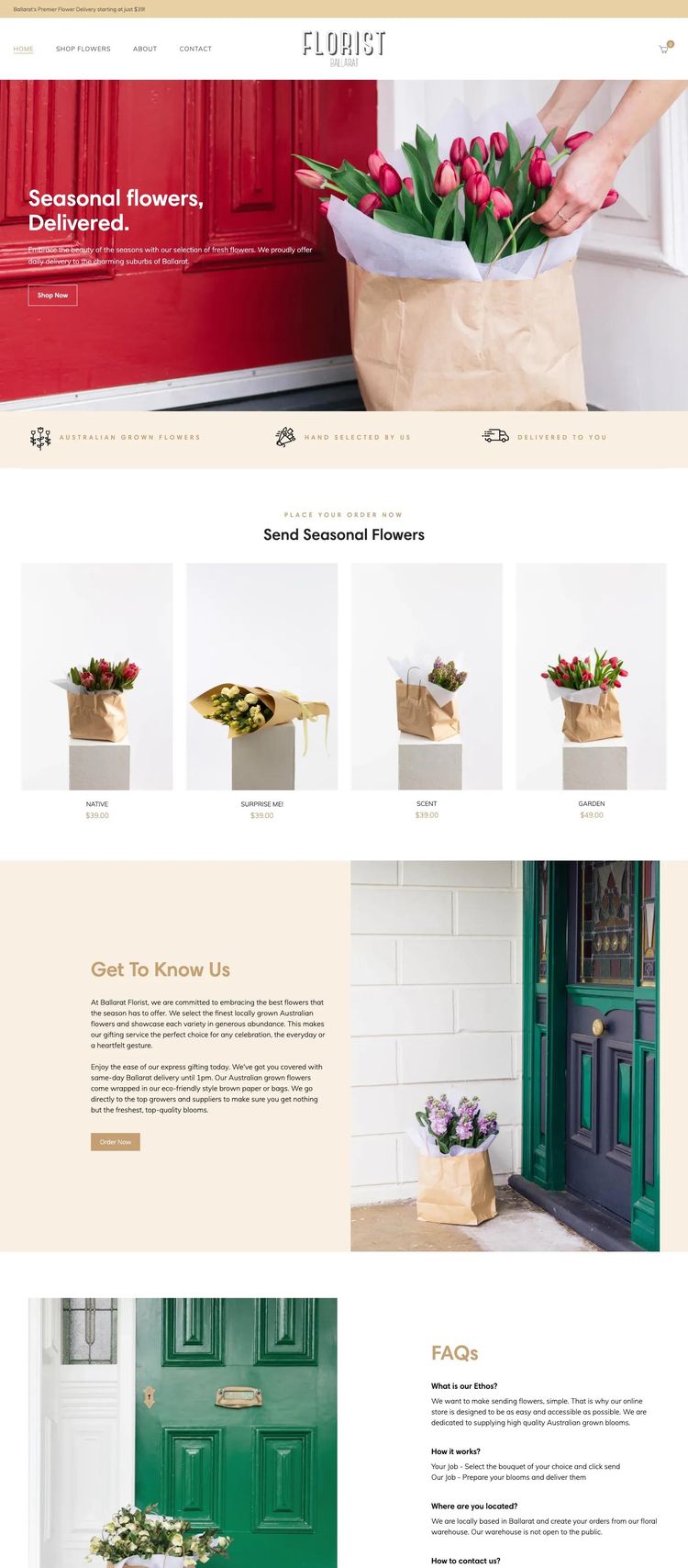 Screenshot 2 of Ballarat Florist (Example Shopify Florist Website)