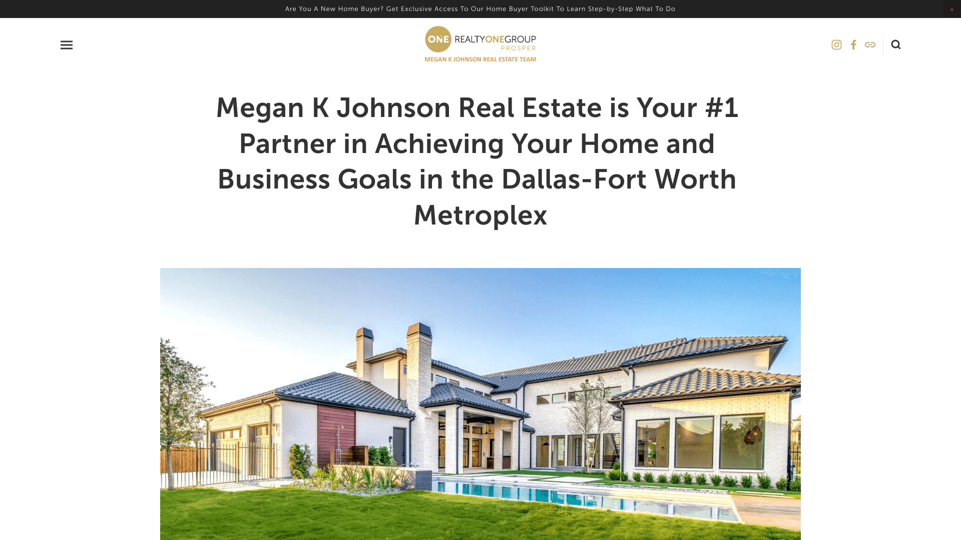 Screenshot of the Megan K. Johnson Real Estate website