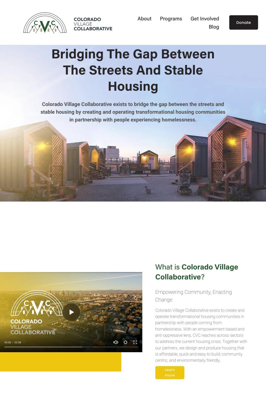Screenshot 1 of Colorado Village Collaborative (Example Squarespace Nonprofit Website)