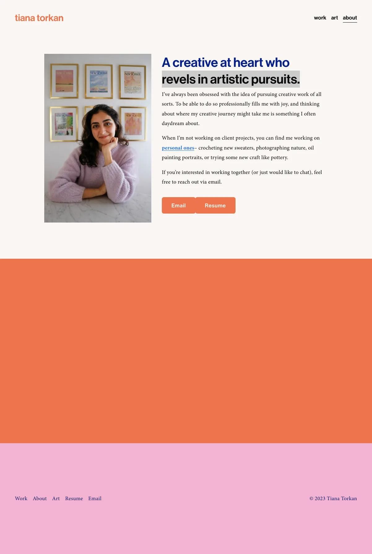 Screenshot 3 of Tiana Torkan (Example Squarespace Resume Website)