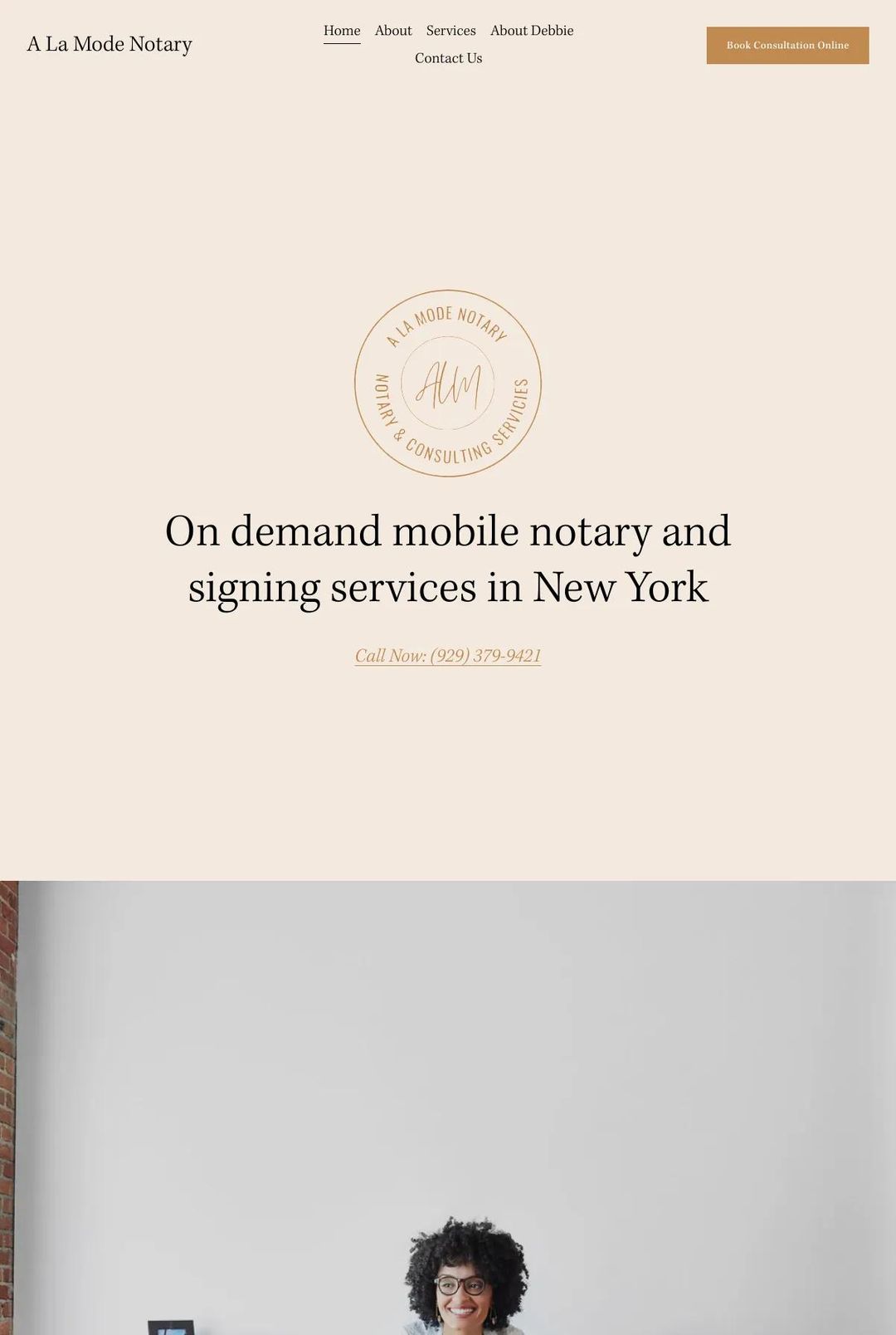 Screenshot 1 of A La Mode Notary (Example Squarespace Notary Website)