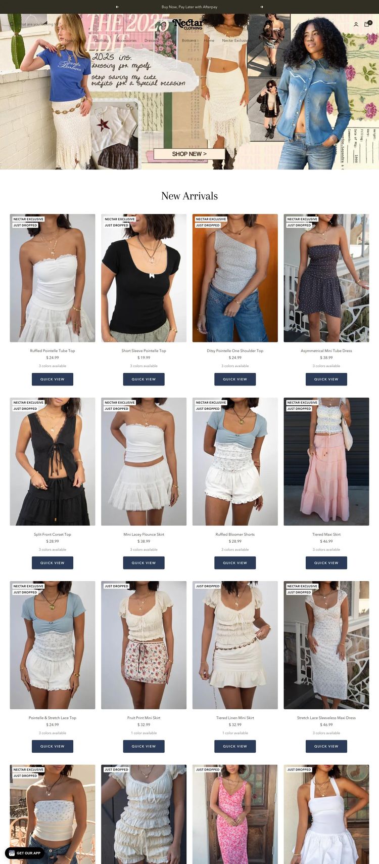 Screenshot 1 of Nectar Clothing (Example Shopify Clothing/Fashion Website)